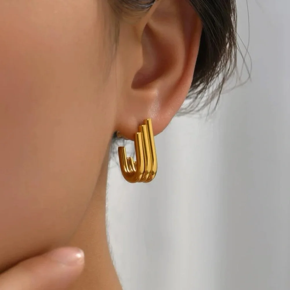 Stainless Steel Hoop Earrings - Picture 2 of 5